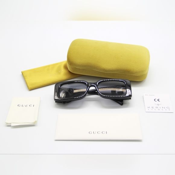 NEW GUCCI GG1325S 001 SQUARE BLACK WOMEN GUCCI SUNGLASSES - Picture 12 of 13